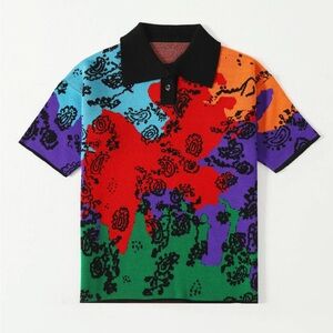 RASTAH "COLOURS OF LIFE" JAQUARD KNIT POLO SHIRT SIZE M